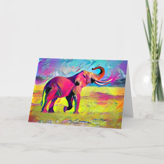 Tarjeta Acuarela de madre elefante (Anverso)