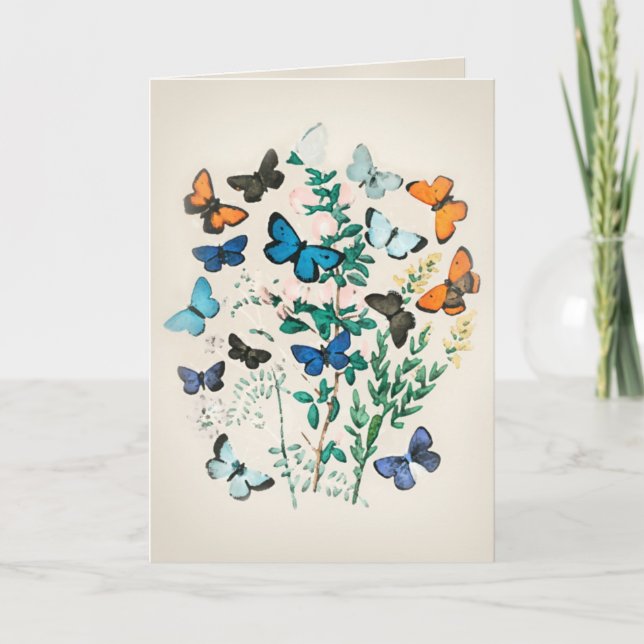 Tarjeta Acuarela de mariposa vintage (Anverso)