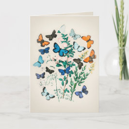 Tarjeta Acuarela de mariposa vintage