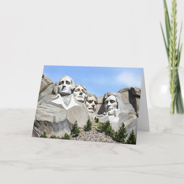 Tarjeta Acuarela de Mount Rushmore (Anverso)