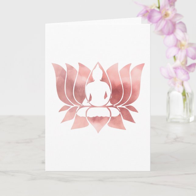 Tarjeta Acuarela de oro Rosa Textura Buda Meditación Zen (Orquídea)