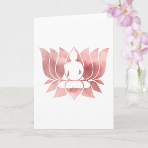 Tarjeta Acuarela de oro Rosa Textura Buda Meditación Zen