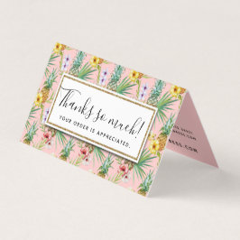 Tarjeta Acuarela de piña e hibiscus gracias