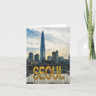 Tarjeta Acuarela de Seúl Corea