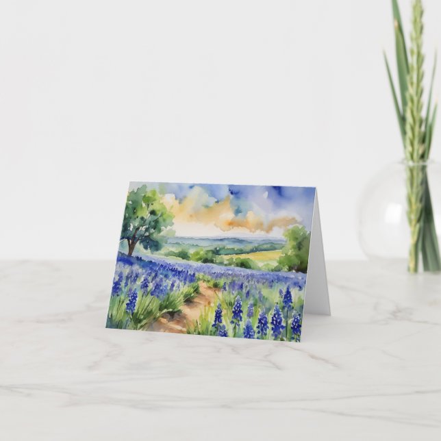 Tarjeta Acuarela de Texas Hill Country (Anverso)