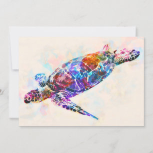 Tarjeta Acuarela de tortuga marina hawaiana