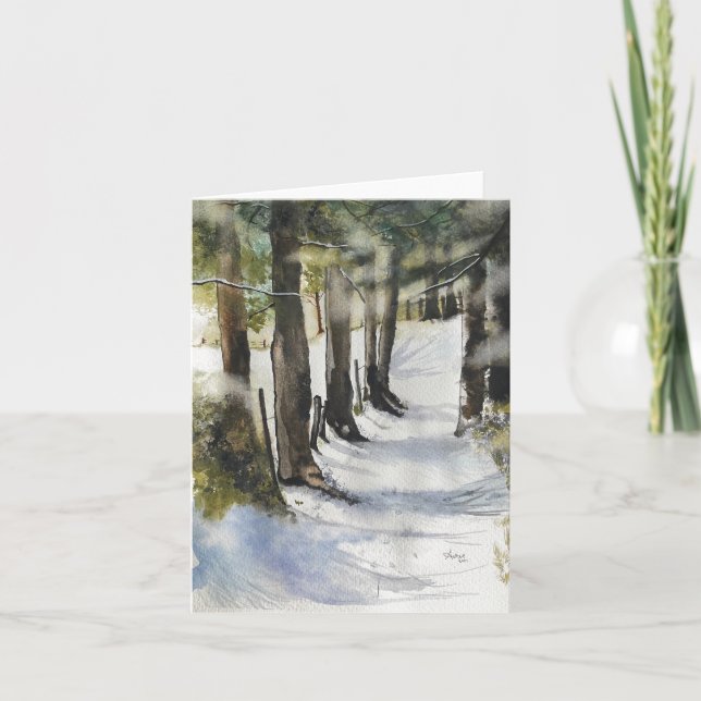 Tarjeta acuarela del carril invernal (Anverso)