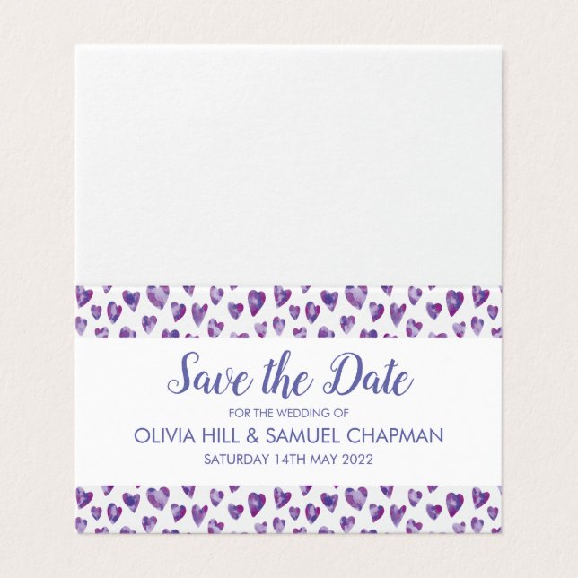 Tarjeta Acuarela del Corazón Púrpura (Exterior desplegado)