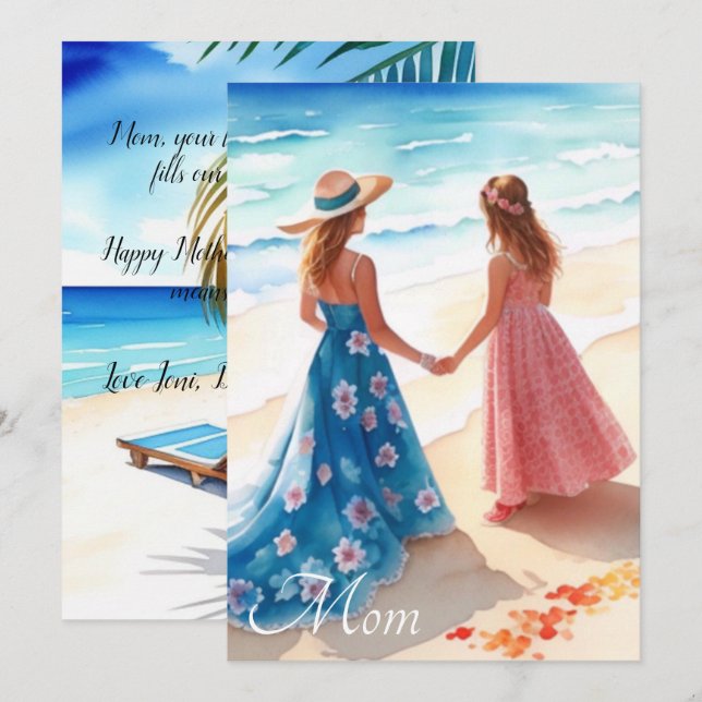 Tarjeta acuarela del día de la madre (Anverso / Reverso)