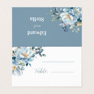 Tarjeta Acuarela Dusty Blue Bohemie Boda floral Plac