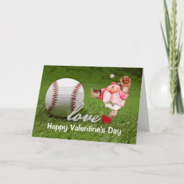Tarjeta acuarela El día de San Valentín de béisbol
