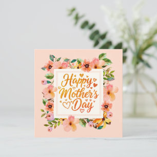 Tarjeta Acuarela Elegante Floral Feliz Día de la Madre