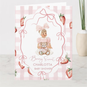 Tarjeta Acuarela elegante niña dulce de fresa bi