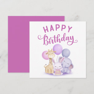 Tarjeta Acuarela Feliz cumpleaños Fiesta de bebés