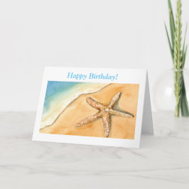 Tarjeta Acuarela Feliz cumpleaños Starfish On Beach