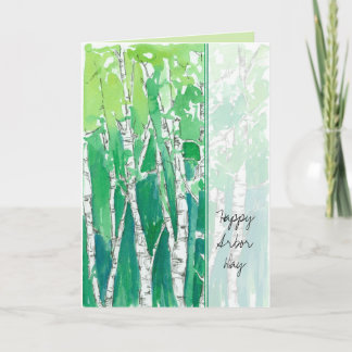 Tarjeta Acuarela feliz de los árboles de Aspen del día del
