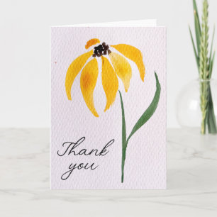 Tarjeta Acuarela Flor Amarilla Gracias Otoño Agradecida