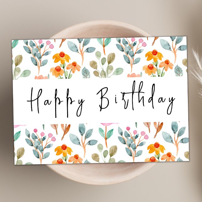 Tarjeta Acuarela Flor silvestre Tema Feliz cumpleaños mode (Subido por el creador)