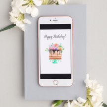 Acuarela Floral Chocolate Torta de cumpleaños