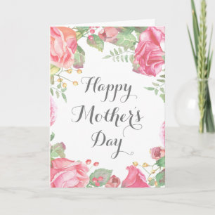 Tarjeta acuarela floral del día de la madre