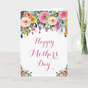 Tarjeta acuarela floral del día de la madre