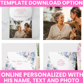 Tarjeta Acuarela Floral Elegante Día de la Madre