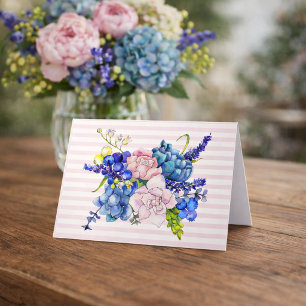 Tarjeta Acuarela Floral Hortensias Peonías