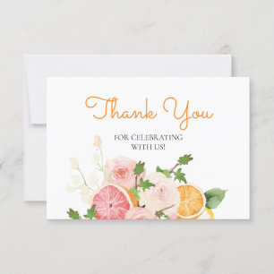 Tarjeta Acuarela Floral Naranja Citrus Theme Gracias