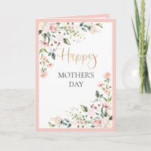 Tarjeta acuarela Floral Peach Pink Mother's Day