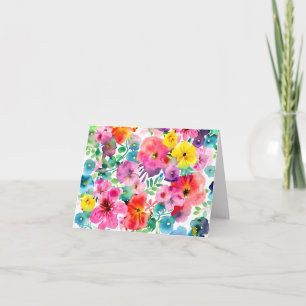 Tarjeta Acuarela floral personalizable mixta