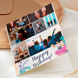 Tarjeta acuarela floral silvestre seca cumpleaños 7 cuadrí