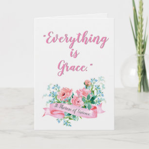 Tarjeta Acuarela Floral St. Therese de Lisieux Cita