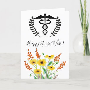 Tarjeta Acuarela Flores Silvestres Semana Feliz de las Enf