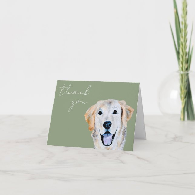 Tarjeta Acuarela Golden Retriever Dog Sage Gracias (Anverso)