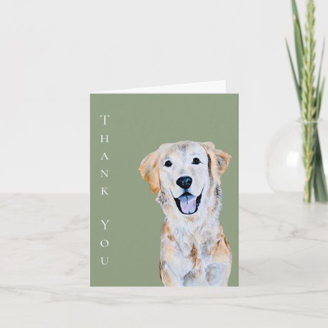 Tarjeta Acuarela Golden Retriever Dog Sage Gracias (Anverso)