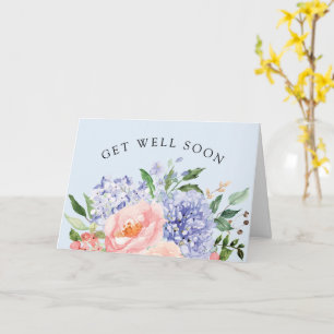 Tarjeta Acuarela Hortensia Floral Azul Rosa Recuperarse