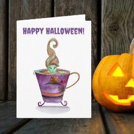 Tarjeta Acuarela La poción de una bruja Feliz Halloween