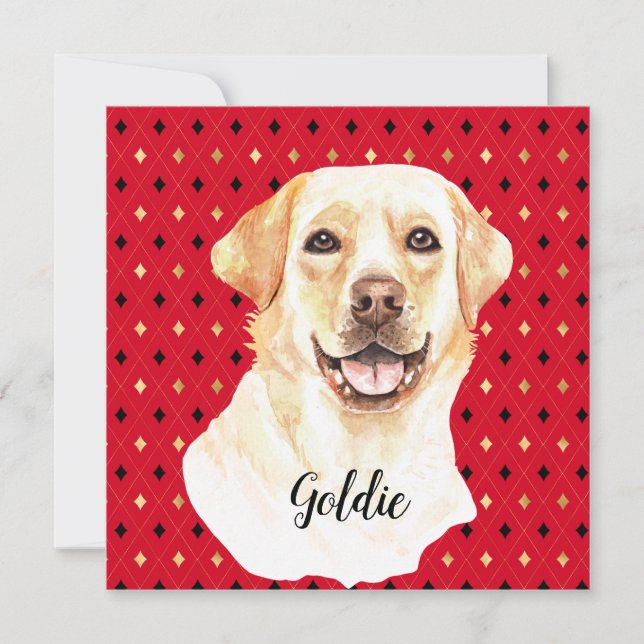 Tarjeta Acuarela Labrador Recuperador Perro Personalizado (Anverso)