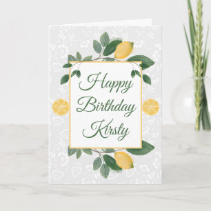 Tarjeta Acuarela Limones Sicilianos Feliz Cumpleaños