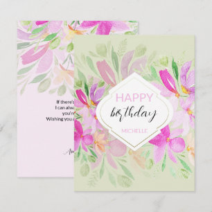 Tarjeta Acuarela moderna boho floral lila