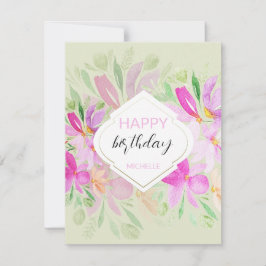 Tarjeta Acuarela moderna Boho Lilac Floral