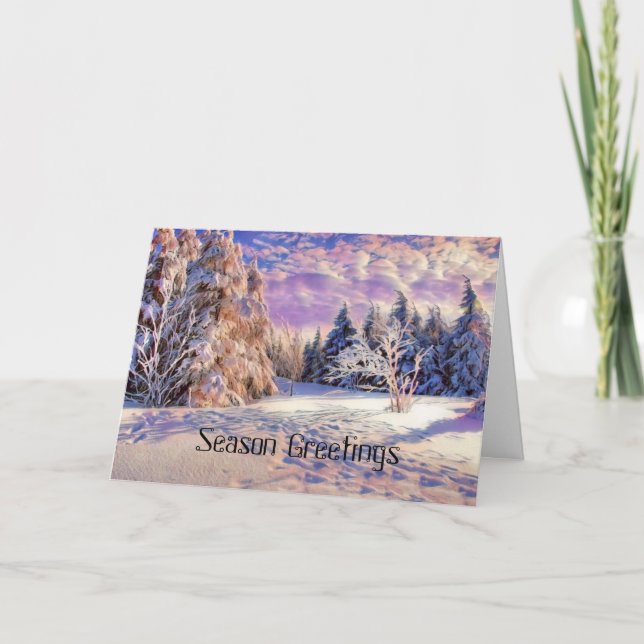 Tarjeta Acuarela moderna de árboles nevados de colores (Anverso)