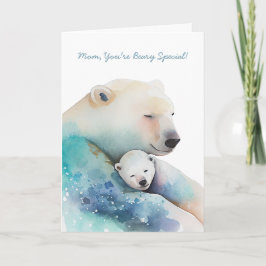 Tarjeta Acuarela Mommy Polar Oso Día de la Madre
