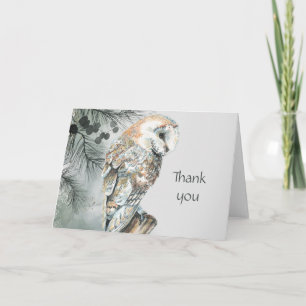 Tarjeta Acuarela Owl Bird Wildlife Nature Gracias