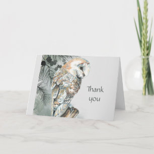 Tarjeta Acuarela Owl Bird Wildlife Nature Gracias Pos