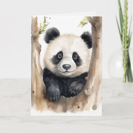 Tarjeta Acuarela Panda Bear Cumpleaños