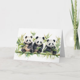 Tarjeta Acuarela Panda Bears Cumpleaños