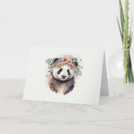 Tarjeta Acuarela Panda Flowers