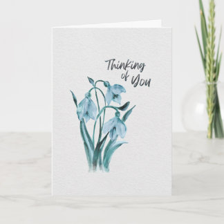 Tarjeta Acuarela Pastel Gotitas de Nieve Azules Pensando e