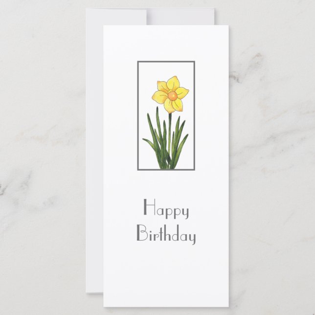 Tarjeta Acuarela, Pen & Ink Daffodil Card (Anverso)